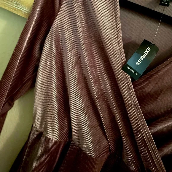 NWT Express Pink Long Sleeve Soft Corduroy Wrap Dress size Small Petite! - Picture 7 of 8